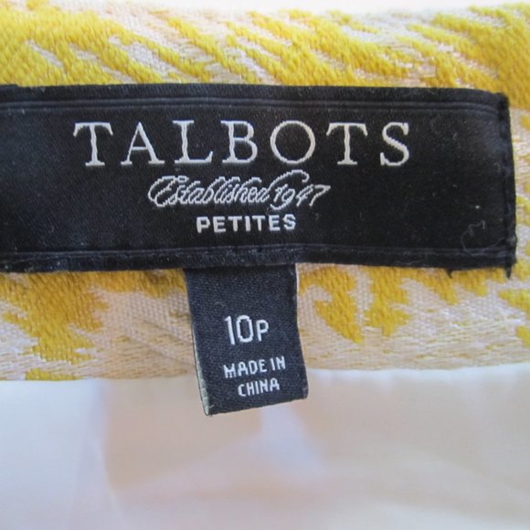 10P Talbots jacquard STUNNING cotton blend YELLOW CREAM textured PLAID skirt 21" - Picture 9 of 10
